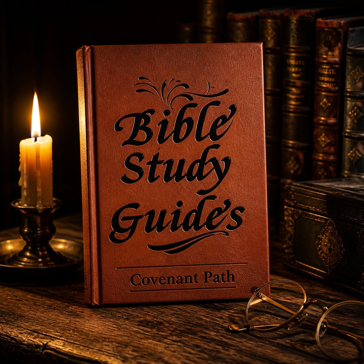 The leather-look Covenant Path Bible Study Guides by candlelight